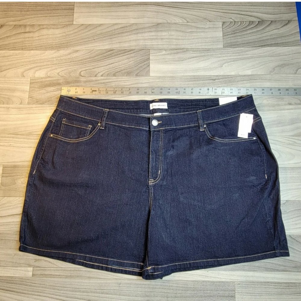 Lane Bryant Denim Jean Shorts Dark Wash Womens 28 Mid-Rise Girlfriend Fl. 1 of 3